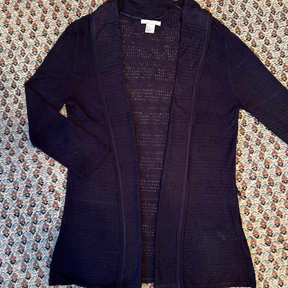 EUC H&M Open Front Navy Blue Silk Blend Cardigan size S - Picture 12 of 13